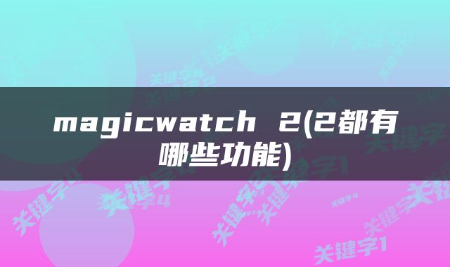 magicwatch 2(2都有哪些功能)