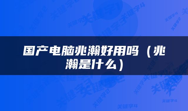 国产电脑兆瀚好用吗（兆瀚是什么）