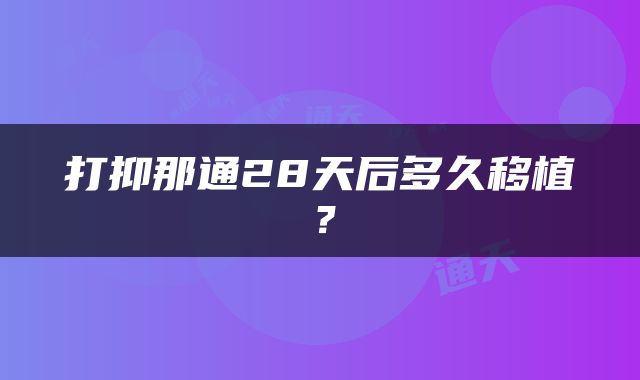 打抑那通28天后多久移植？
