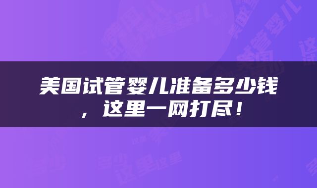 美国试管婴儿准备多少钱，这里一网打尽！