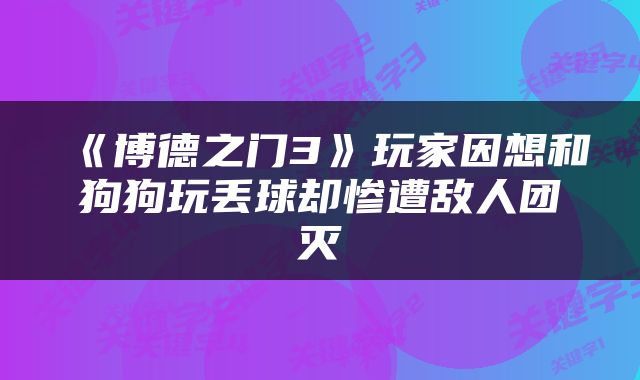 《博德之门3》玩家因想和狗狗玩丢球却惨遭敌人团灭