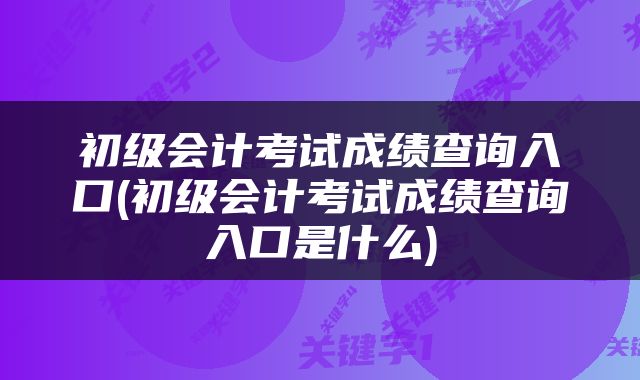 初级会计考试成绩查询入口(初级会计考试成绩查询入口是什么)