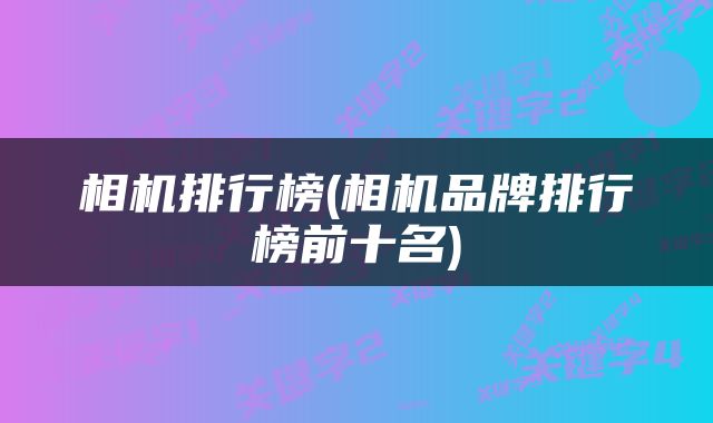 相机排行榜(相机品牌排行榜前十名)