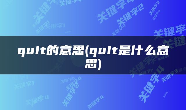 quit的意思(quit是什么意思)
