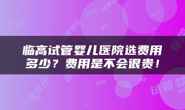 临高试管婴儿医院选费用多少？费用是不会很贵！
