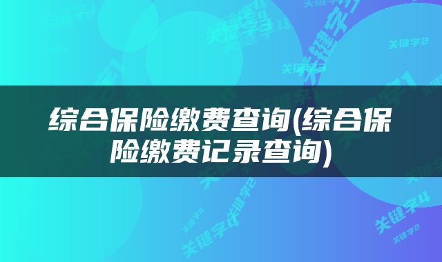 综合保险缴费查询(综合保险缴费记录查询)