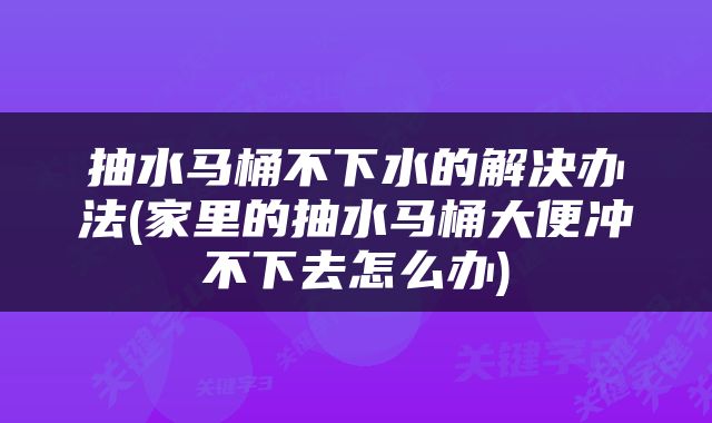 抽水马桶不下水的解决办法(家里的抽水马桶大便冲不下去怎么办)