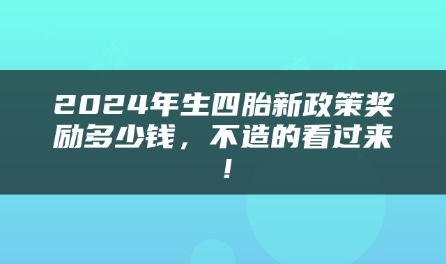 2024年生四胎新政策奖励多少钱，不造的看过来！