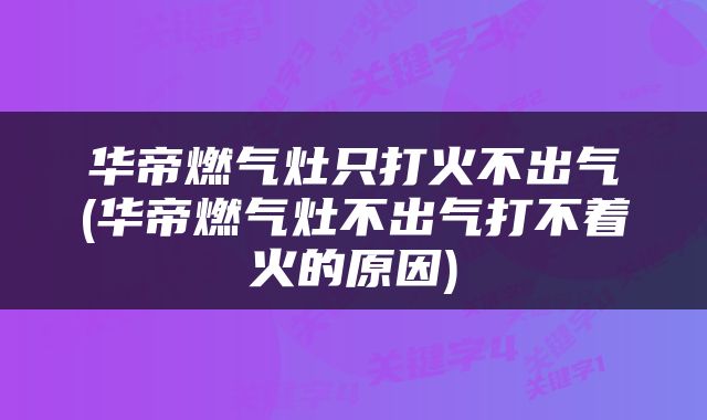 华帝燃气灶只打火不出气(华帝燃气灶不出气打不着火的原因)