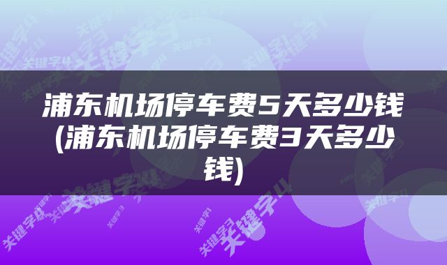 浦东机场停车费5天多少钱(浦东机场停车费3天多少钱)