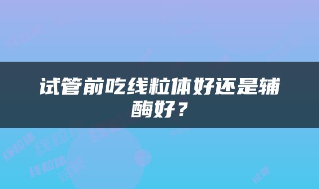 试管前吃线粒体好还是辅酶好？