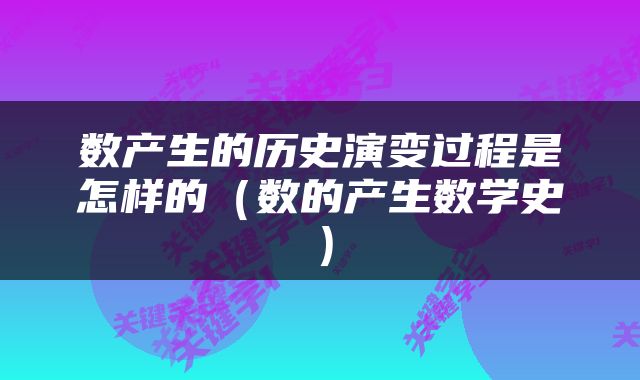 数产生的历史演变过程是怎样的（数的产生数学史）