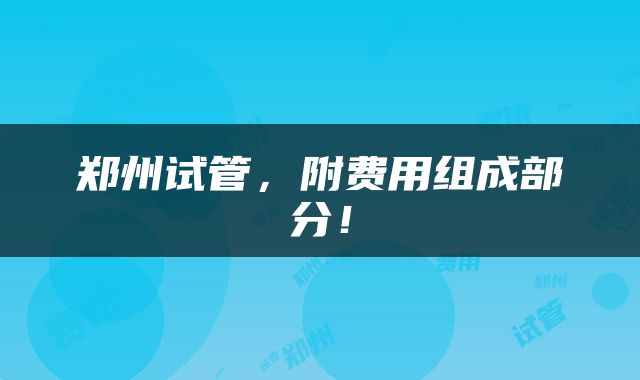 郑州试管，附费用组成部分！