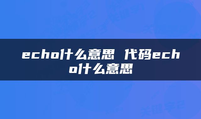 echo什么意思 代码echo什么意思