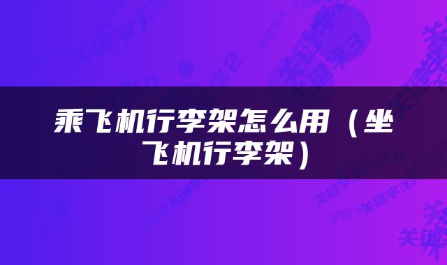 乘飞机行李架怎么用（坐飞机行李架）