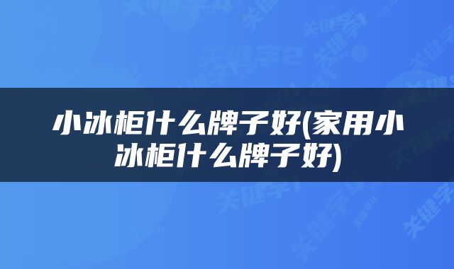 小冰柜什么牌子好(家用小冰柜什么牌子好)