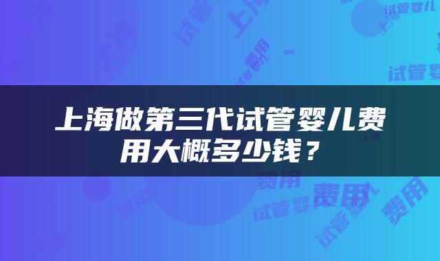 上海做第三代试管婴儿费用大概多少钱？