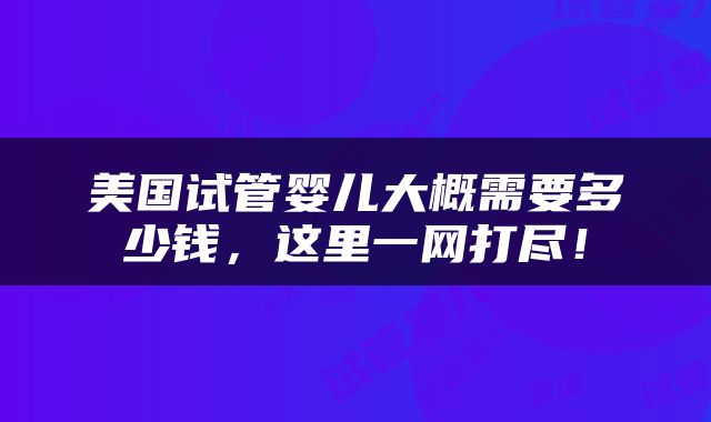 美国试管婴儿大概需要多少钱，这里一网打尽！