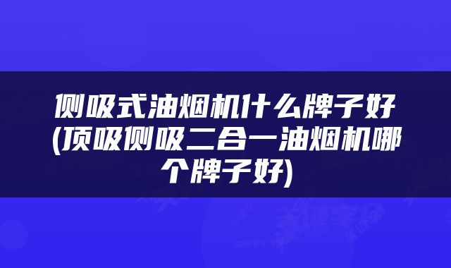 侧吸式油烟机什么牌子好(顶吸侧吸二合一油烟机哪个牌子好)