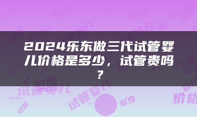2024乐东做三代试管婴儿价格是多少，试管贵吗？
