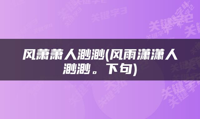 风萧萧人渺渺(风雨潇潇人渺渺。下句)