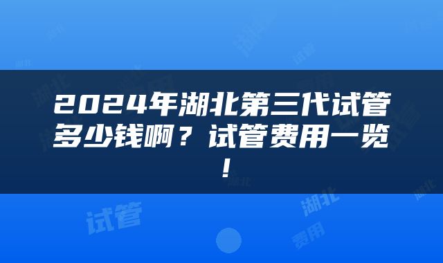 2024年湖北第三代试管多少钱啊？试管费用一览！