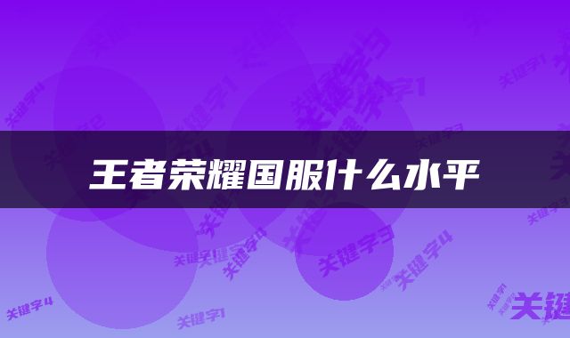 王者荣耀国服什么水平