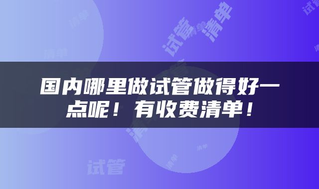 国内哪里做试管做得好一点呢！有收费清单！