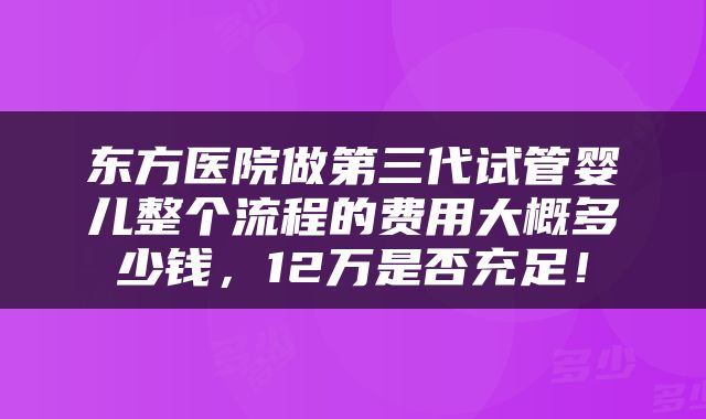 东方医院做第三代试管婴儿整个流程的费用大概多少钱，12万是否充足！