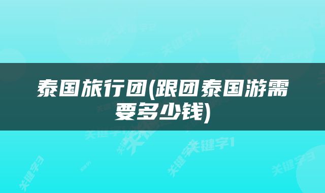 泰国旅行团(跟团泰国游需要多少钱)