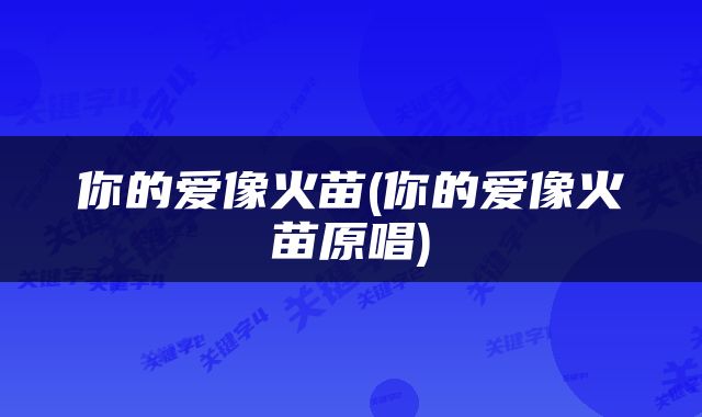 你的爱像火苗(你的爱像火苗原唱)