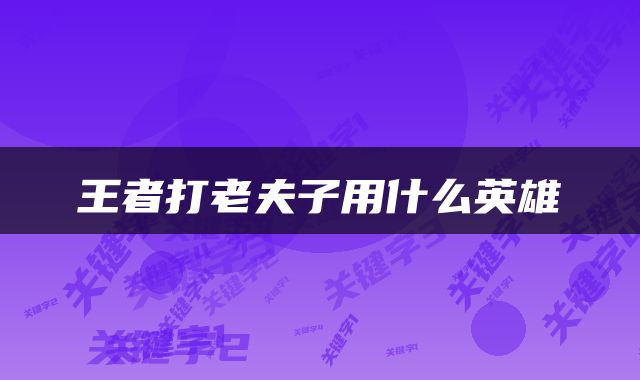 王者打老夫子用什么英雄