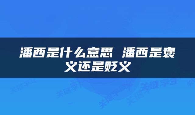 潘西是什么意思 潘西是褒义还是贬义