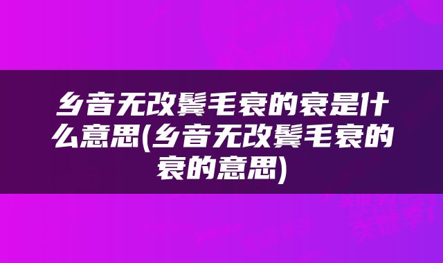 乡音无改鬓毛衰的衰是什么意思(乡音无改鬓毛衰的衰的意思)