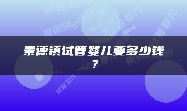 景德镇试管婴儿要多少钱？