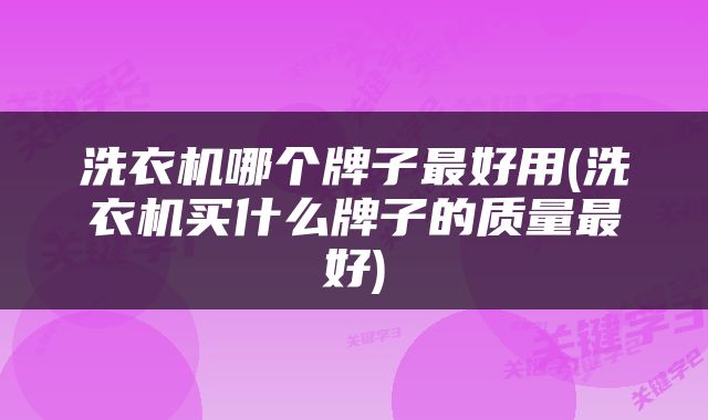 洗衣机哪个牌子最好用(洗衣机买什么牌子的质量最好)