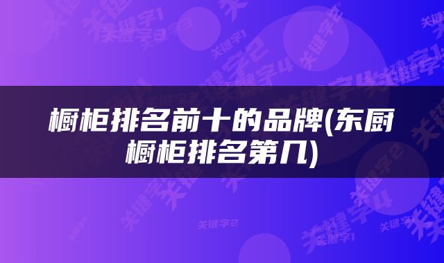 橱柜排名前十的品牌(东厨橱柜排名第几)