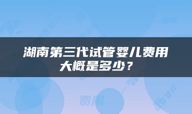 湖南第三代试管婴儿费用大概是多少？