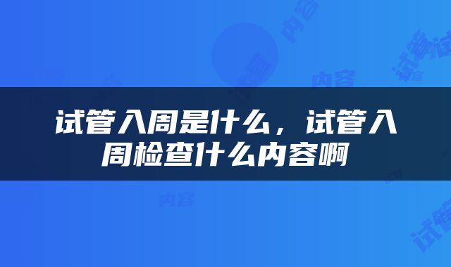 试管入周是什么，试管入周检查什么内容啊