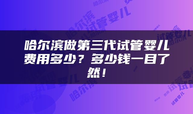 哈尔滨做第三代试管婴儿费用多少？多少钱一目了然！