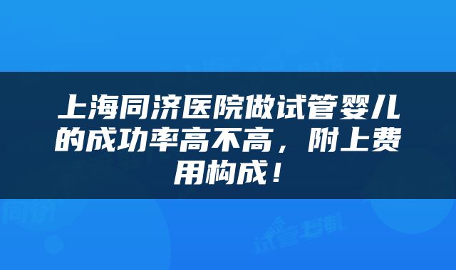 上海同济医院做试管婴儿的成功率高不高，附上费用构成！