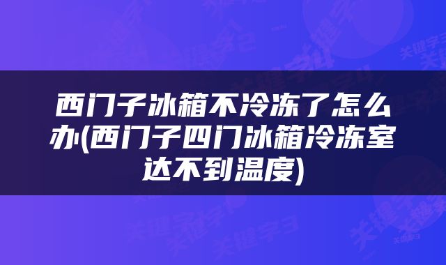 西门子冰箱不冷冻了怎么办(西门子四门冰箱冷冻室达不到温度)