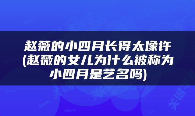 赵薇的小四月长得太像许(赵薇的女儿为什么被称为小四月是艺名吗)