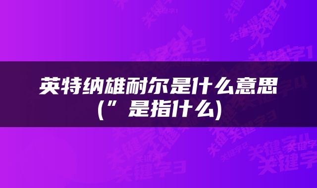 英特纳雄耐尔是什么意思(”是指什么)