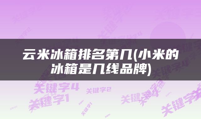 云米冰箱排名第几(小米的冰箱是几线品牌)