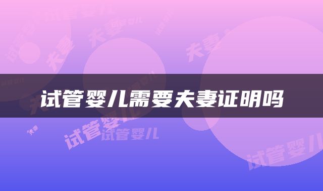 试管婴儿需要夫妻证明吗