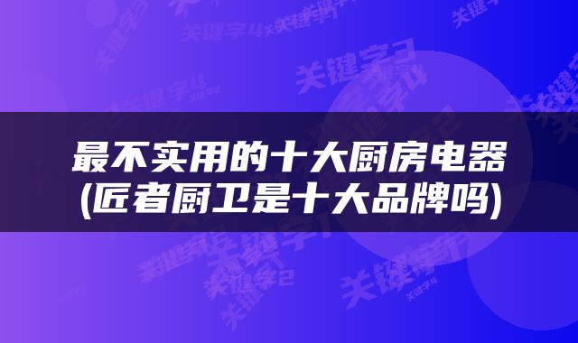 最不实用的十大厨房电器(匠者厨卫是十大品牌吗)