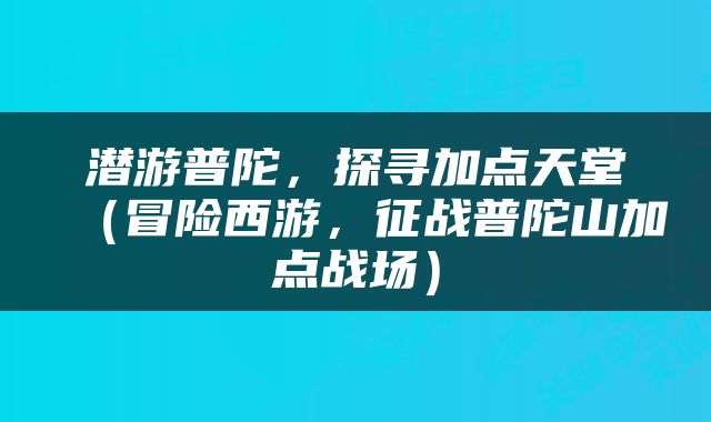 潜游普陀，探寻加点天堂（冒险西游，征战普陀山加点战场）