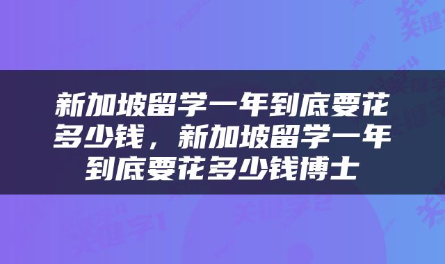 新加坡留学一年到底要花多少钱，新加坡留学一年到底要花多少钱博士