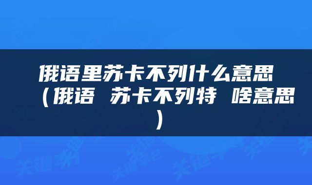俄语里苏卡不列什么意思（俄语 苏卡不列特 啥意思）
